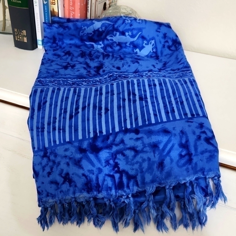 Blue Wrap Animal Rayon Cover Up Beach Vacation Cruise Bikini Cover